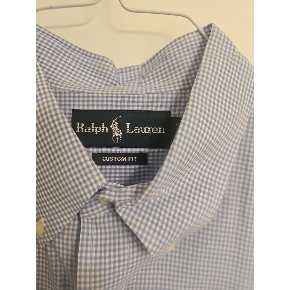 Ralph Lauren Shirt Blue White Gingham Classic Button Down Long Sleeve Men Sz XL - Picture 4 of 7